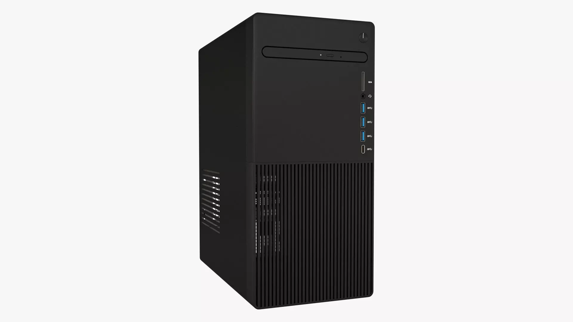 Desktop PC with Optical Drive Black 3D model_0