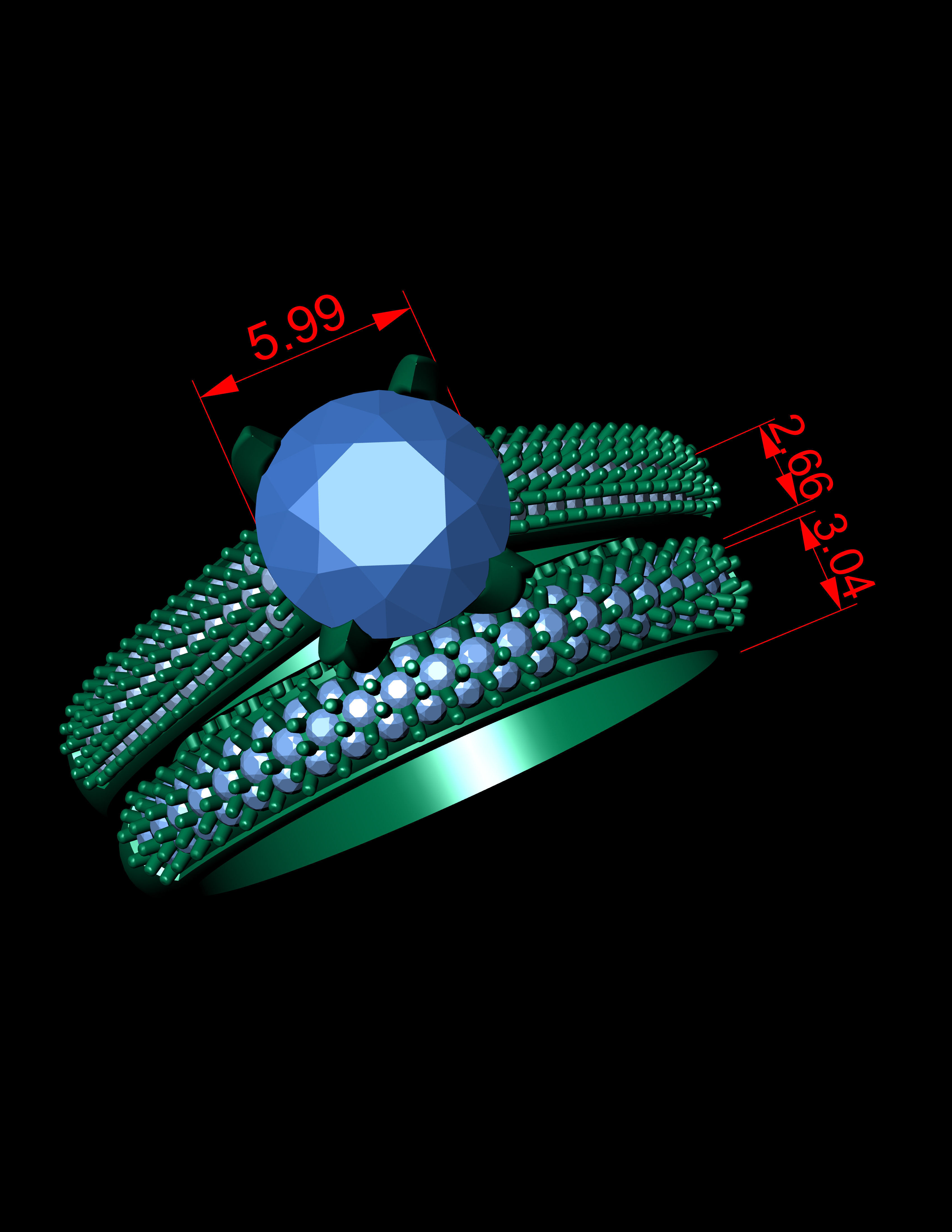 Gorgeous Diamond Ring 3D Print Model 3D print model_6