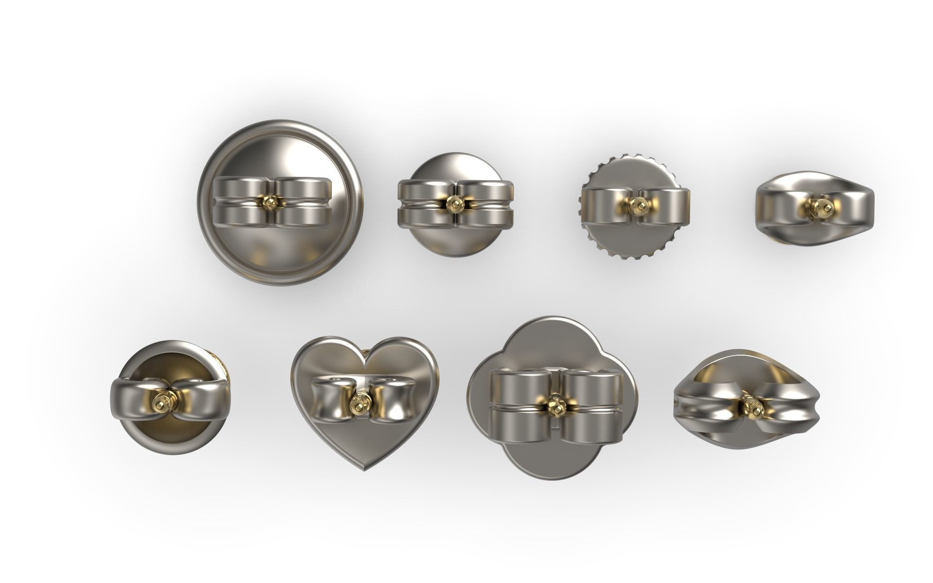 Earring Stud Push Lock Backs 3D print model_3