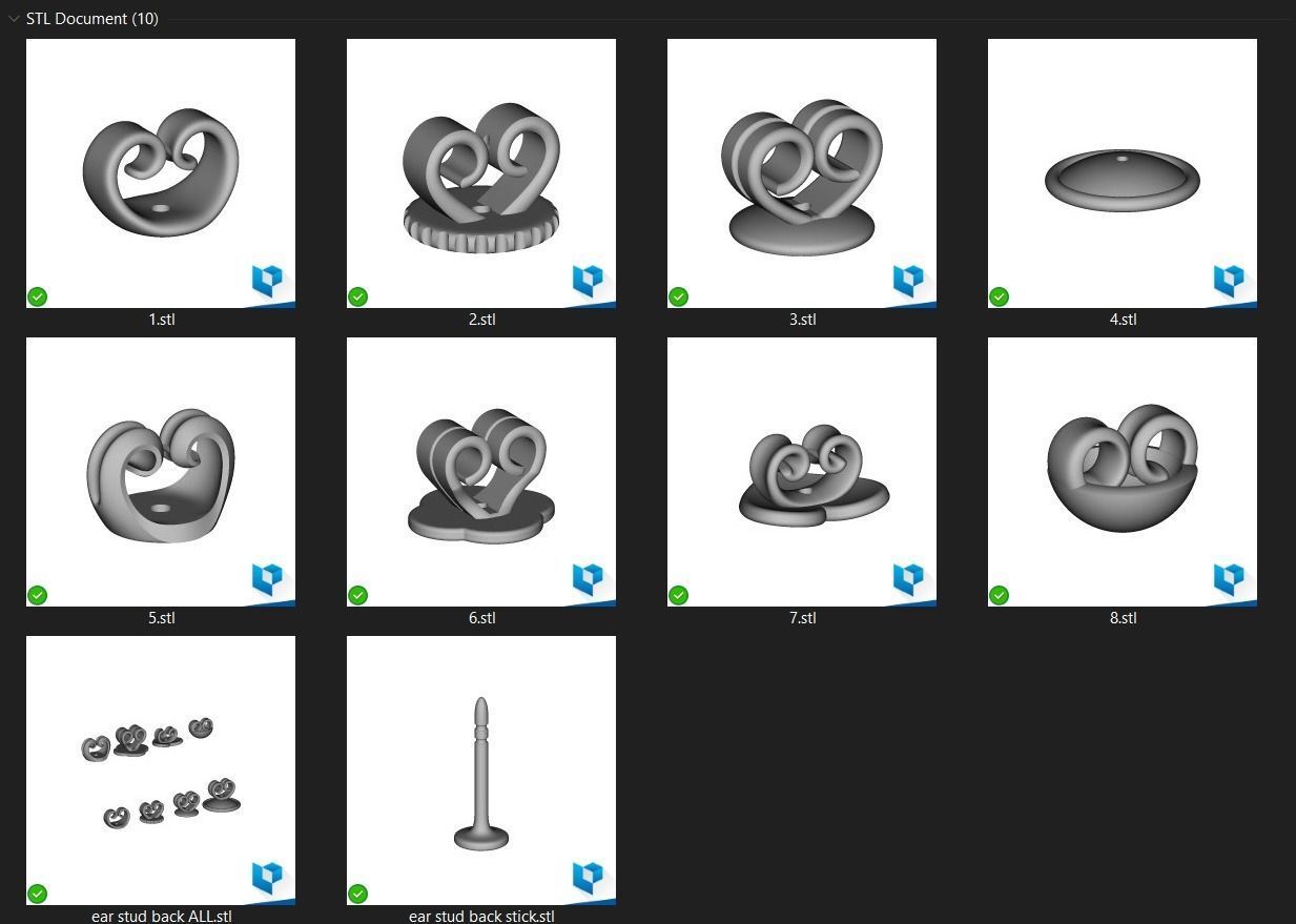 Earring Stud Push Lock Backs 3D print model_7