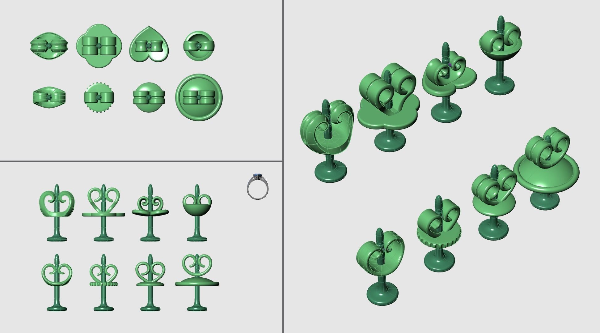 Earring Stud Push Lock Backs 3D print model_1