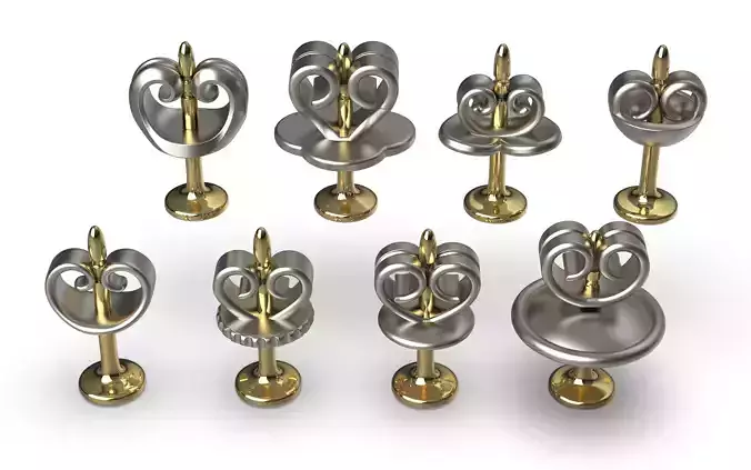 Earring Stud Push Lock Backs