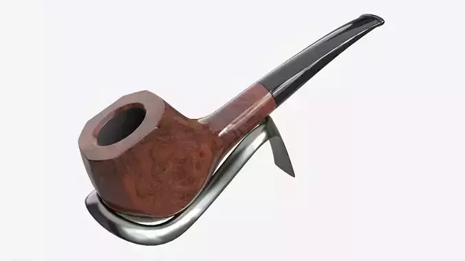 Smoking Pipe Straight Briar Wood 01 3D model