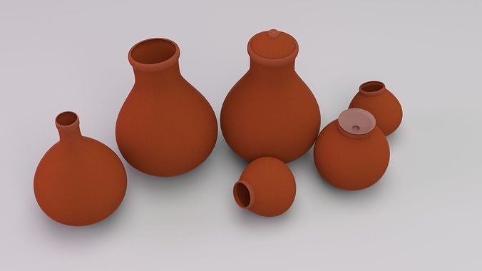Clay pot   Low-poly 3D model