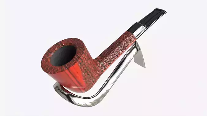 Smoking Pipe Straight Briar Wood 03 3D model