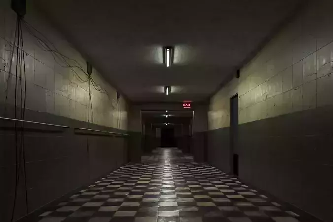 Old Dark Scary Corridor 08  Low-poly 3D model