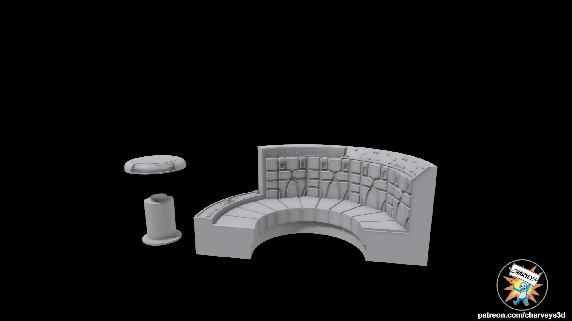 Star Wars Dejarik Table and Seating for action figure dioramas 3D print model_5
