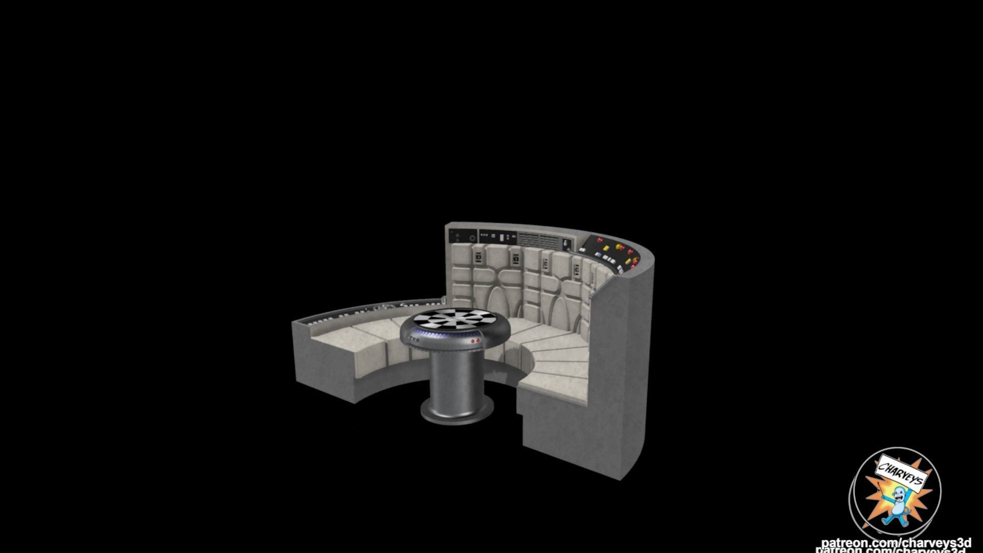 Star Wars Dejarik Table and Seating for action figure dioramas 3D print model_4