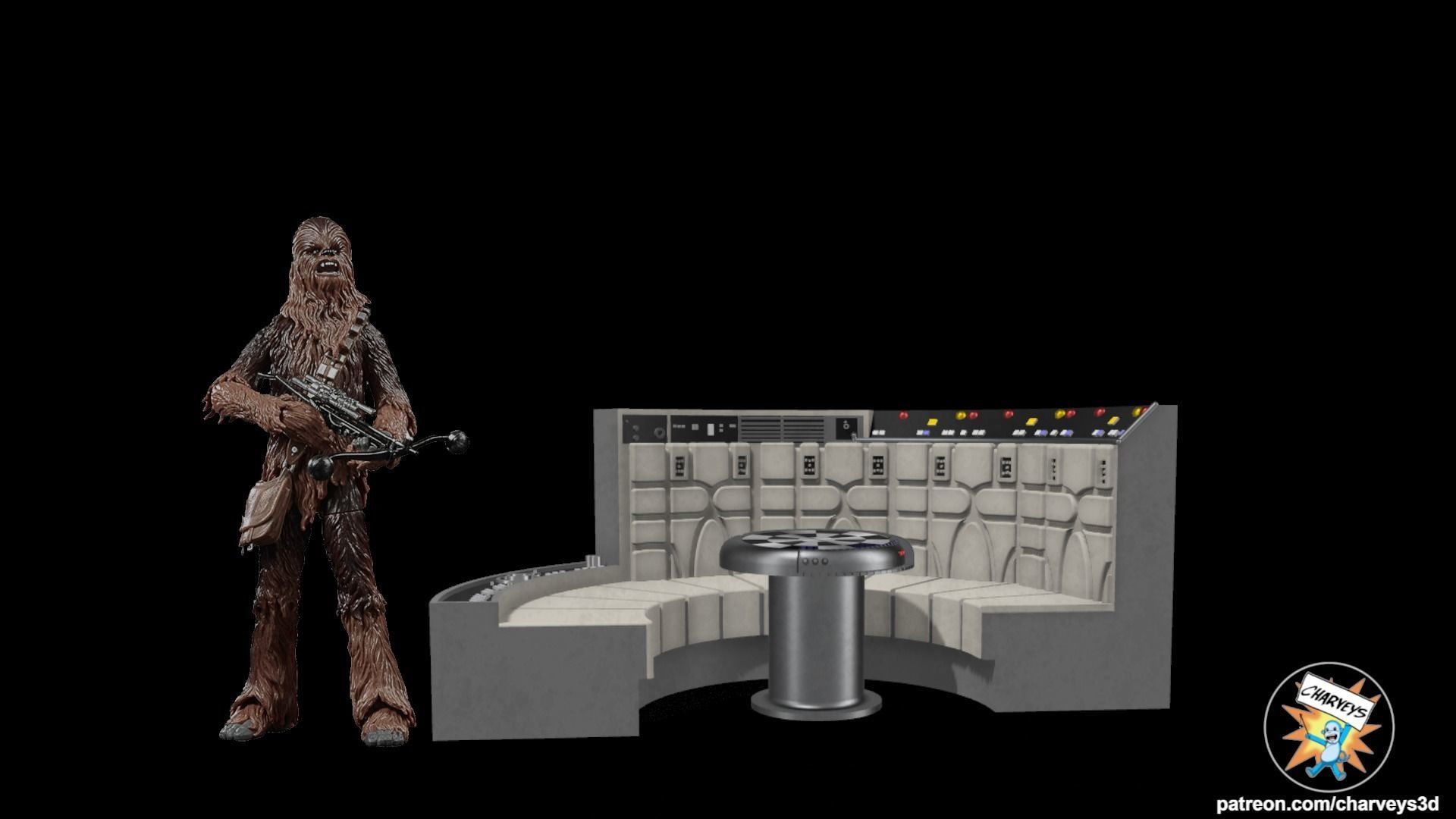 Star Wars Dejarik Table and Seating for action figure dioramas 3D print model_1