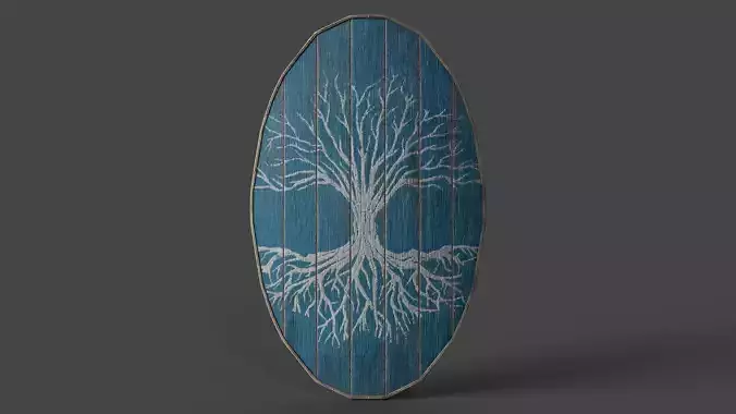 Slavic ellipse shield-painted blue with trees symbol