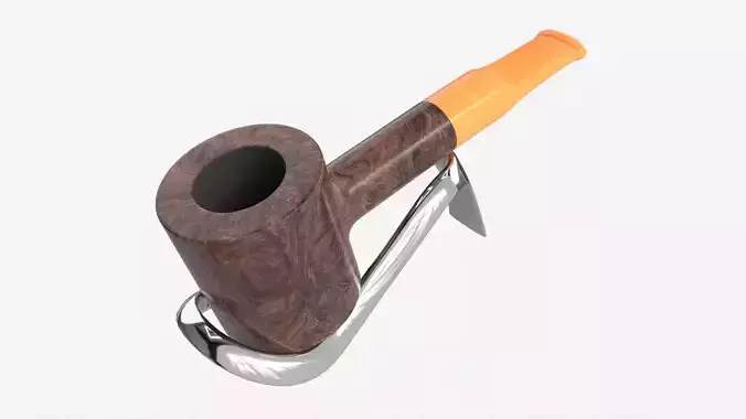 Smoking Pipe Straight Briar Wood 04 3D model