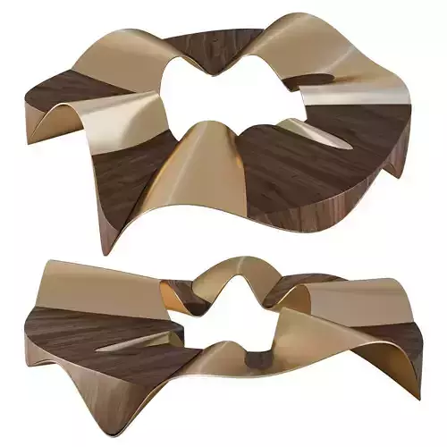 Ballet Modern Coffee Center Table in Walnut and Brass