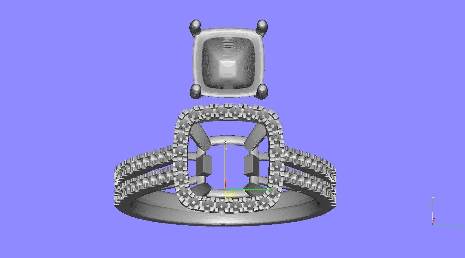 Cushion Cut Fancy Yellow Diamond Solitaire Engagement Ring 3D print model_13