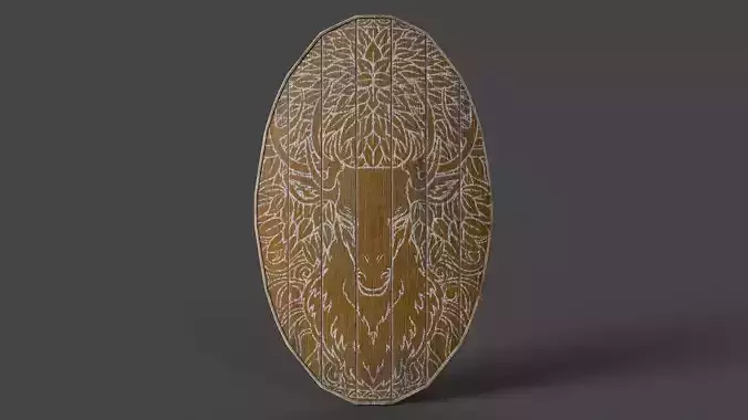 Slavic ellipse shield-painted yellow with deer symbol
