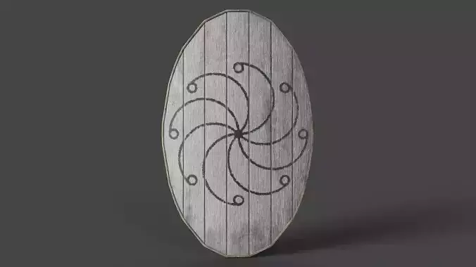 Slavic ellipse shield-painted white with radial symbol