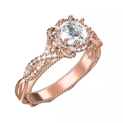 Round Diamond Twisted Uro Shank Engagement Ring