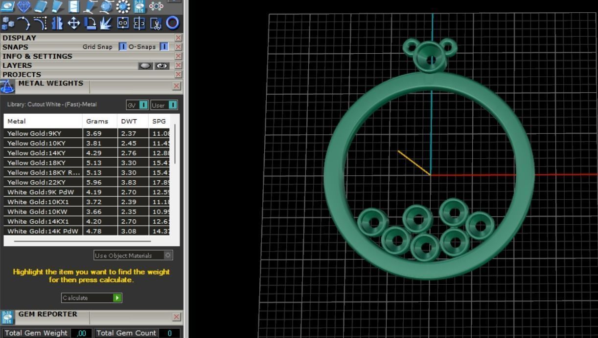 30 Round pendant with stones 3D print model_4