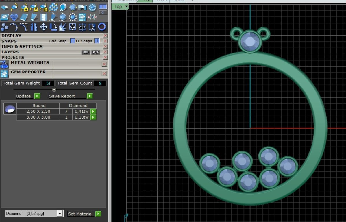 30 Round pendant with stones 3D print model_5