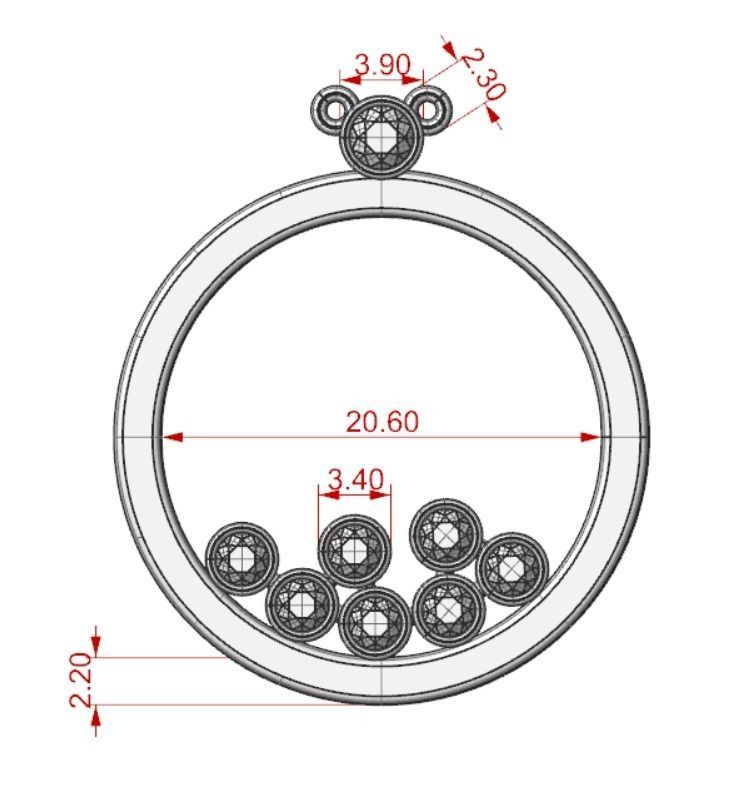 30 Round pendant with stones 3D print model_2