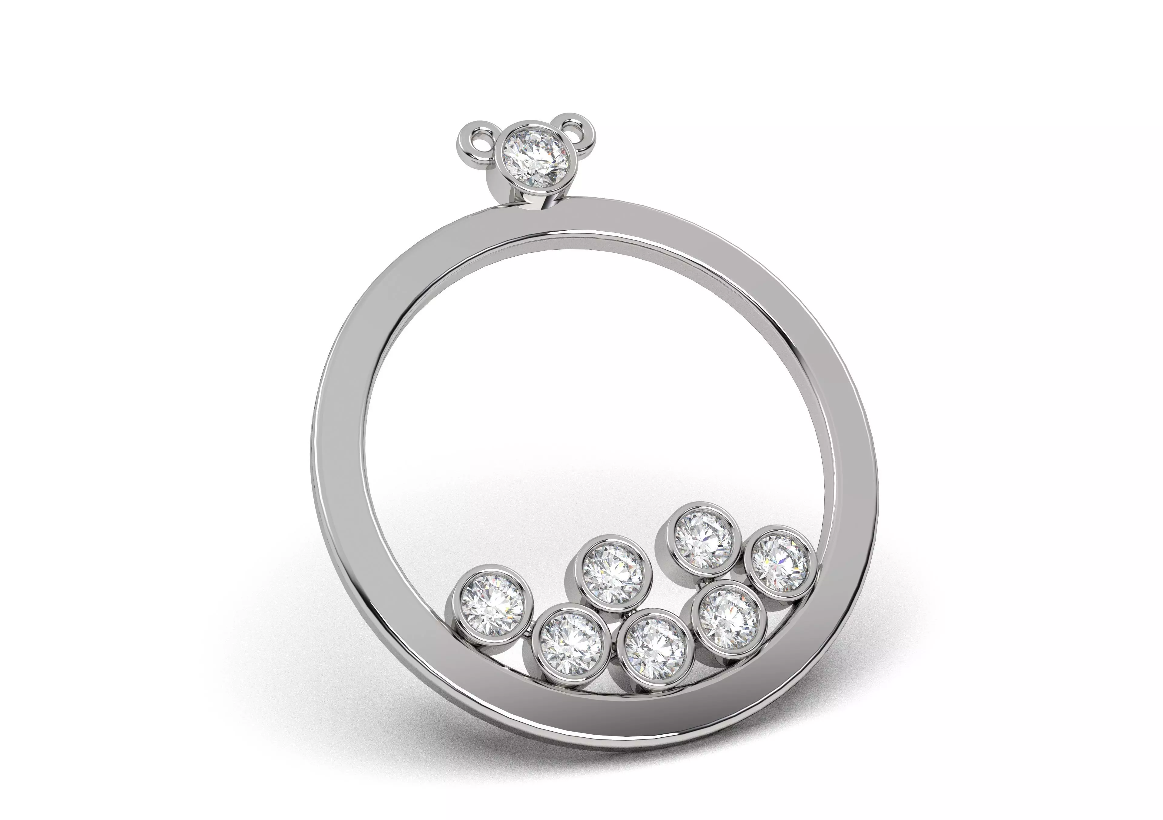 30 Round pendant with stones 3D print model_0