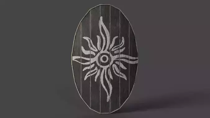Slavic ellipse shield-painted black with Sun symbol