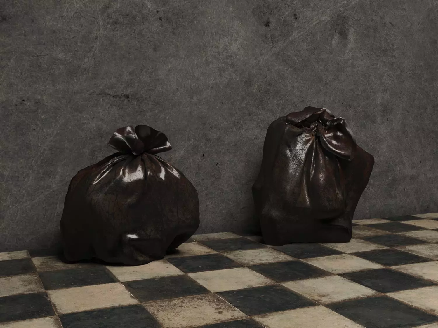 Trash bags Free low-poly 3D model_0