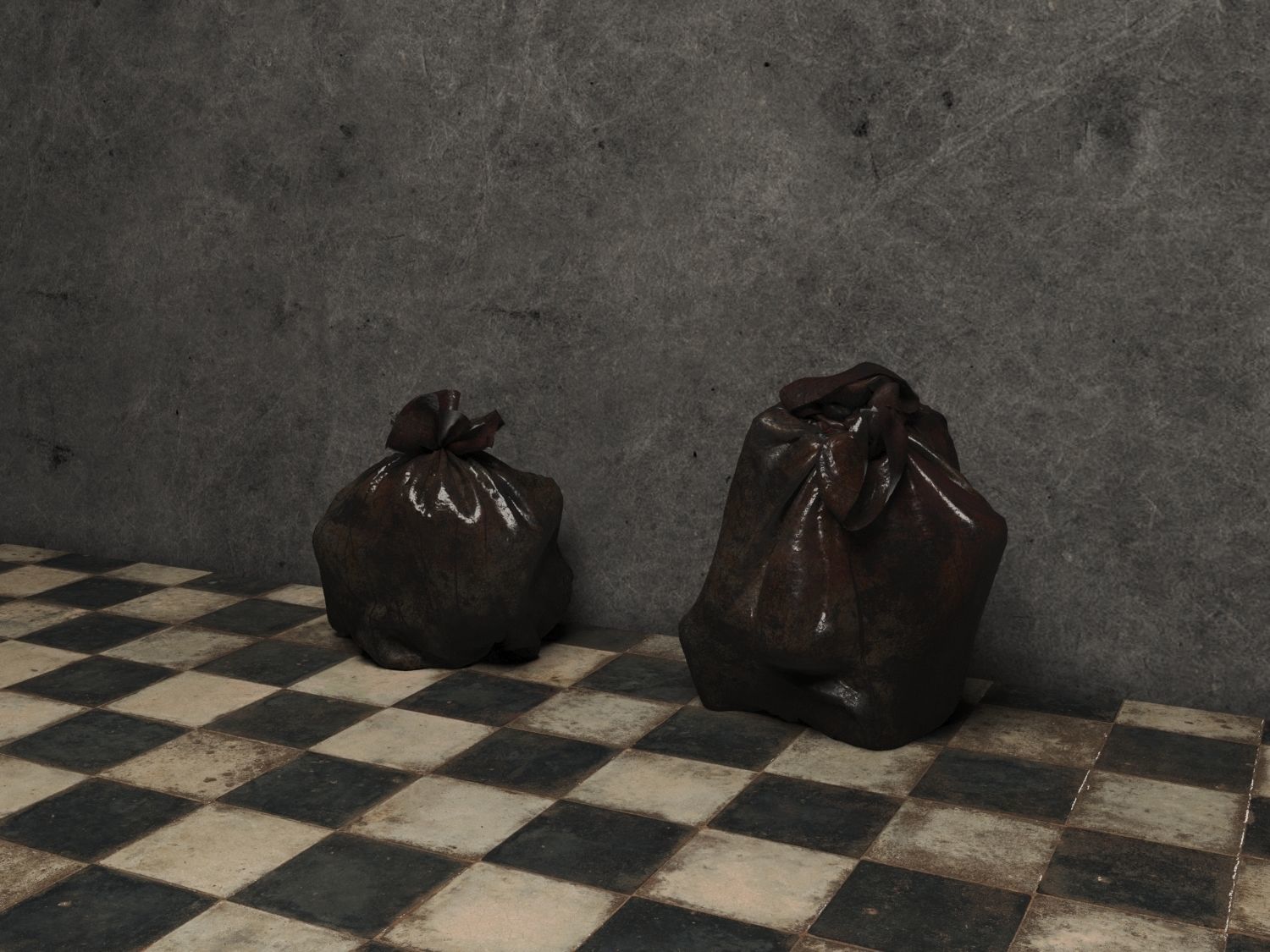 Trash bags Free low-poly 3D model_1