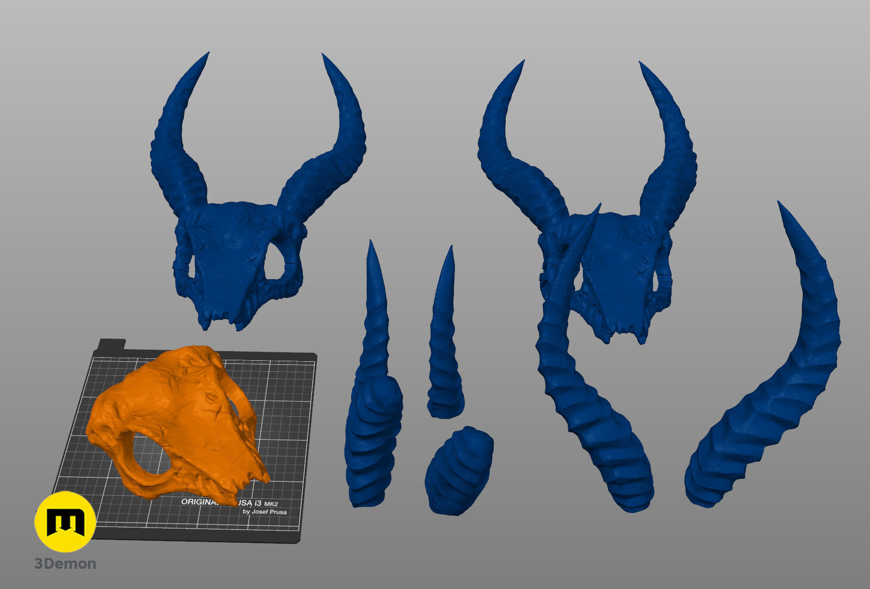 Shaman Skull with Horns 3D print model_6