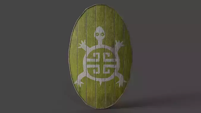 Slavic ellipse shield-painted yellow with turtle symbol