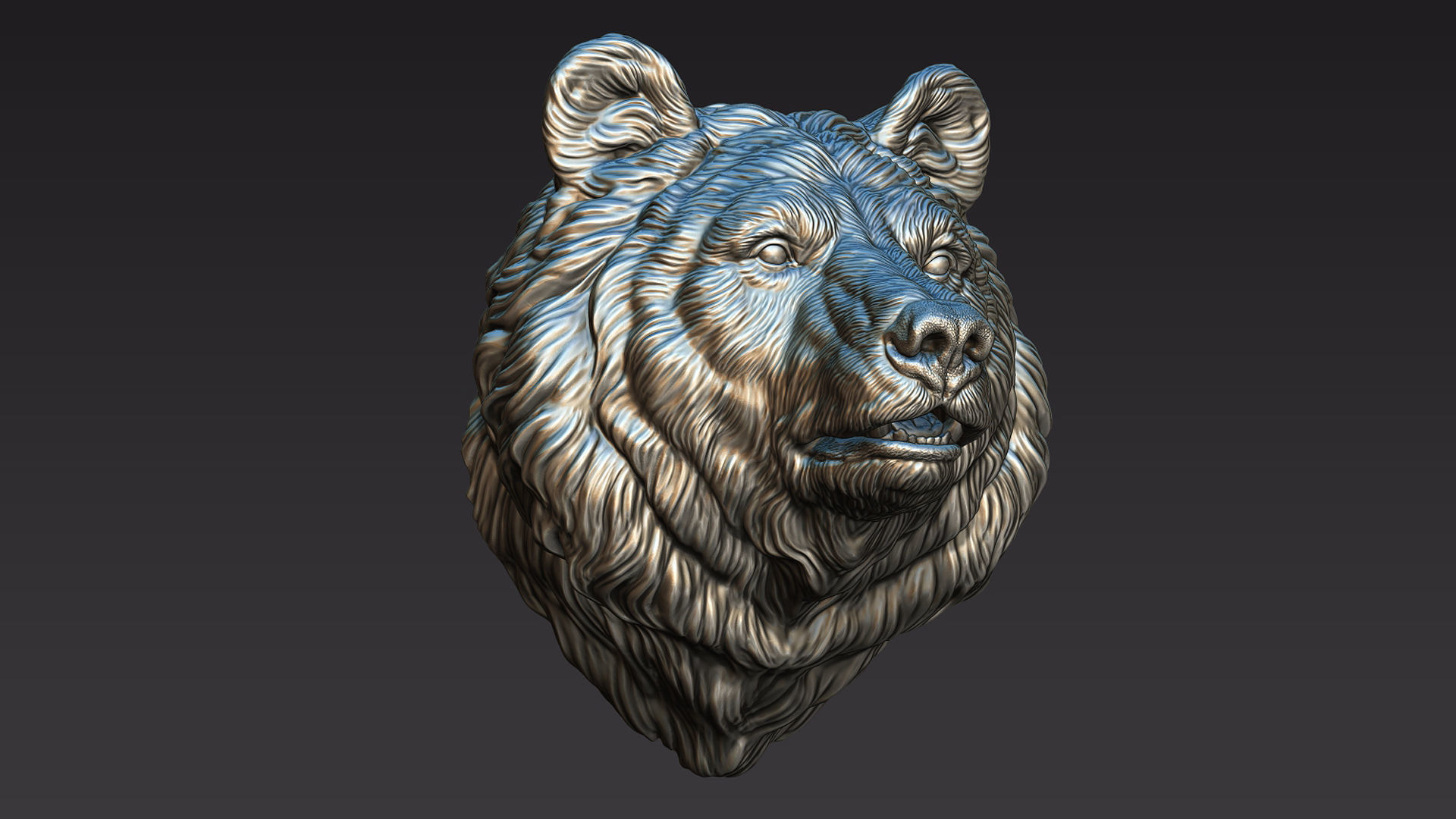 Bear head shaggy 3D print model_1