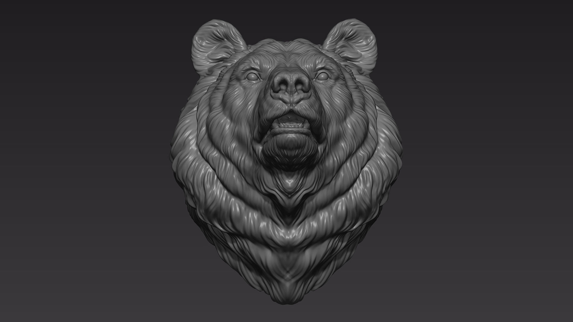 Bear head shaggy 3D print model_6