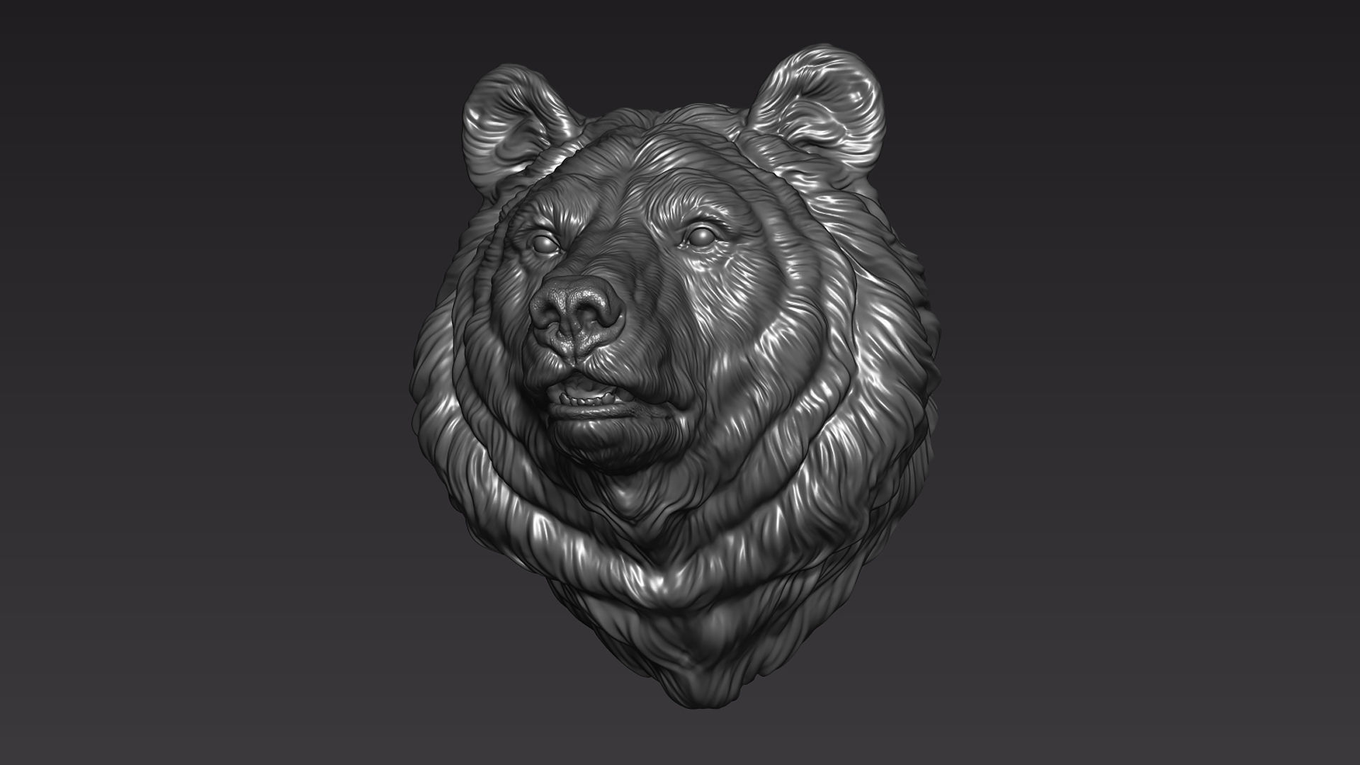 Bear head shaggy 3D print model_3