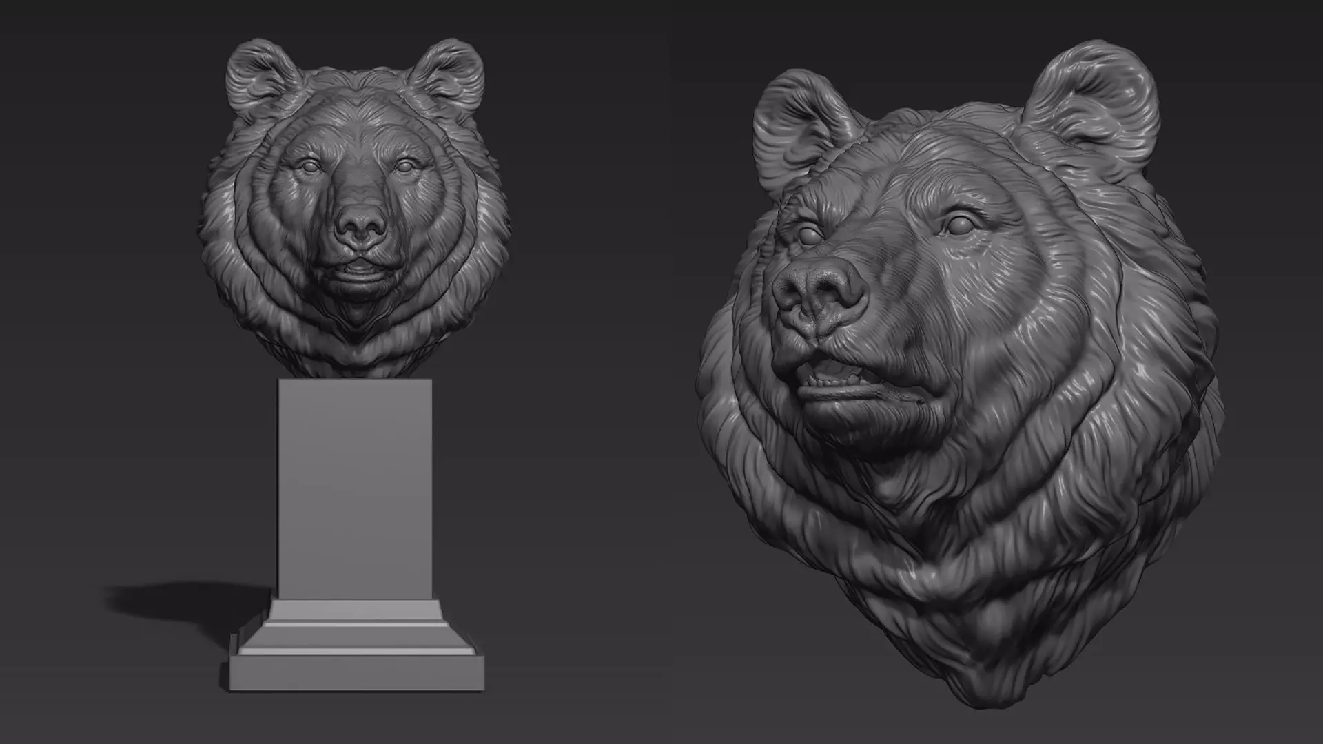 Bear head shaggy 3D print model_0