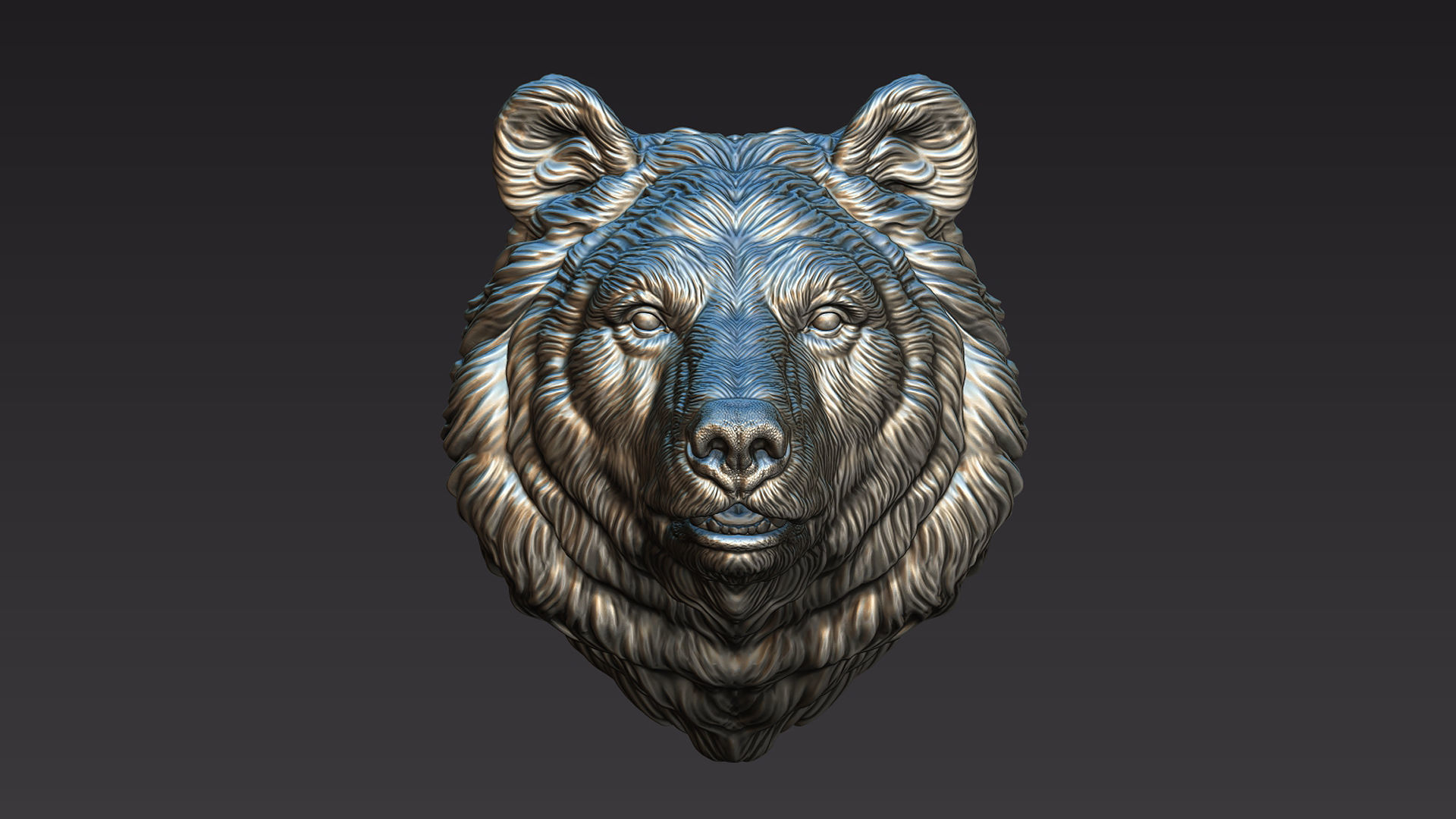 Bear head shaggy 3D print model_2