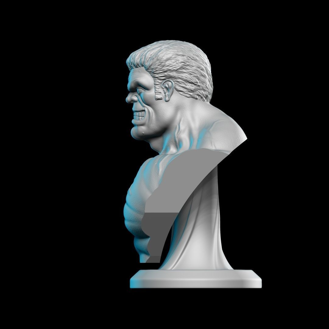 RED HULK BUST STL 3D print model_6