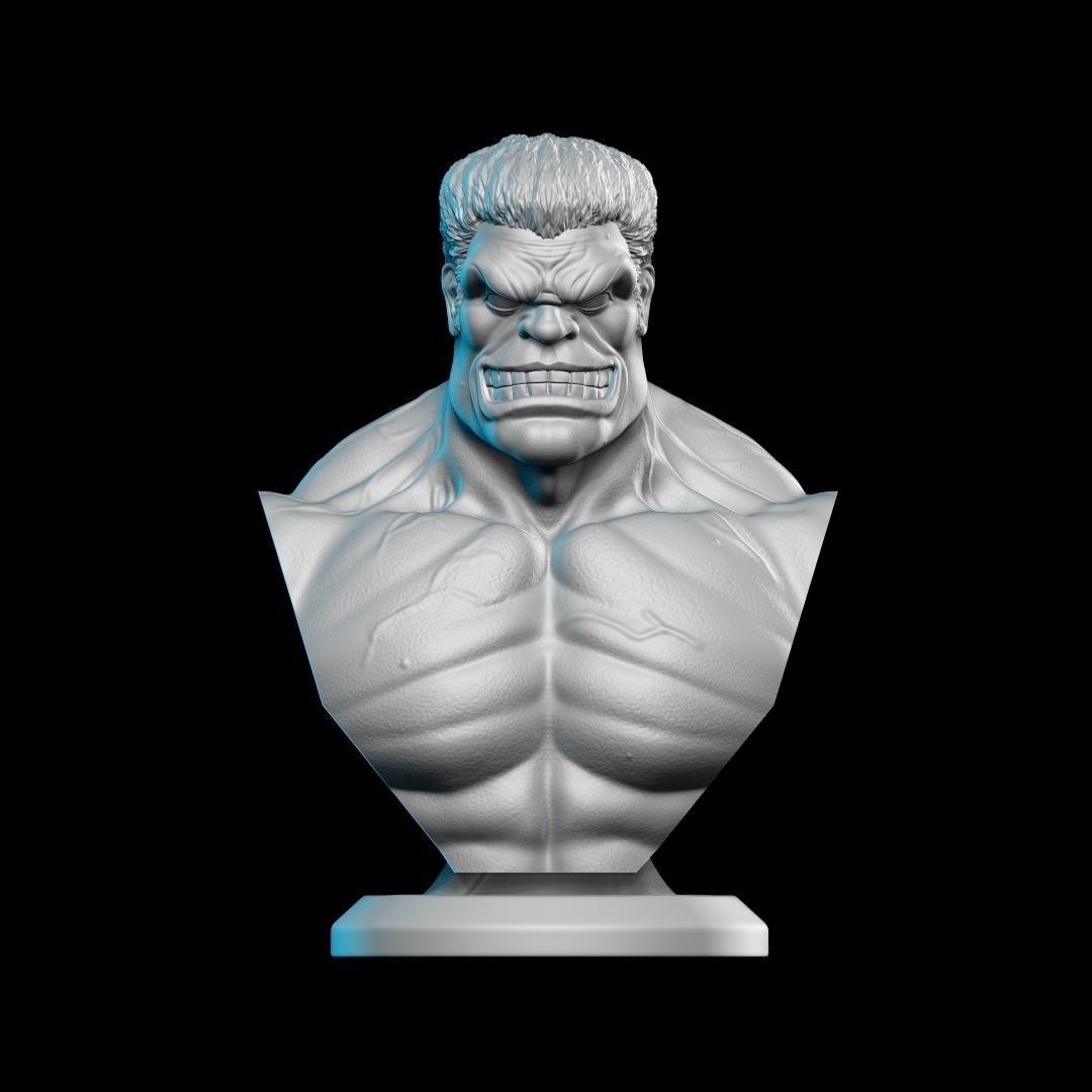 RED HULK BUST STL 3D print model_3