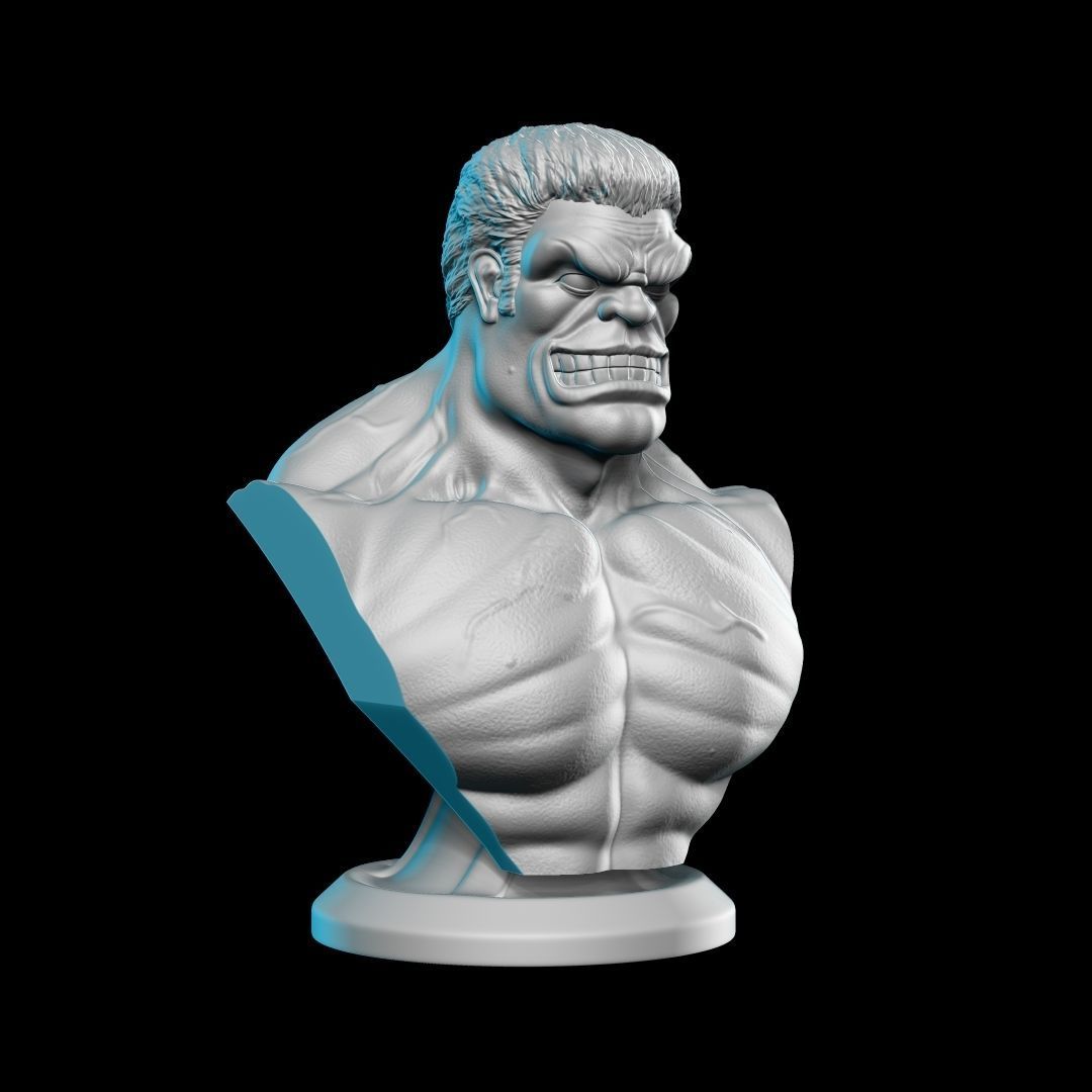 RED HULK BUST STL 3D print model_8