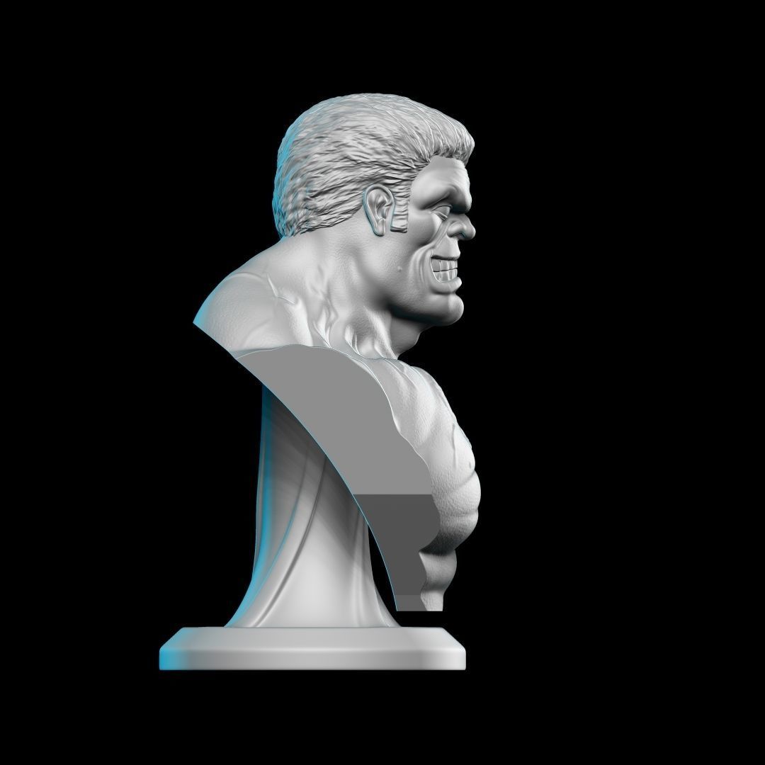 RED HULK BUST STL 3D print model_4
