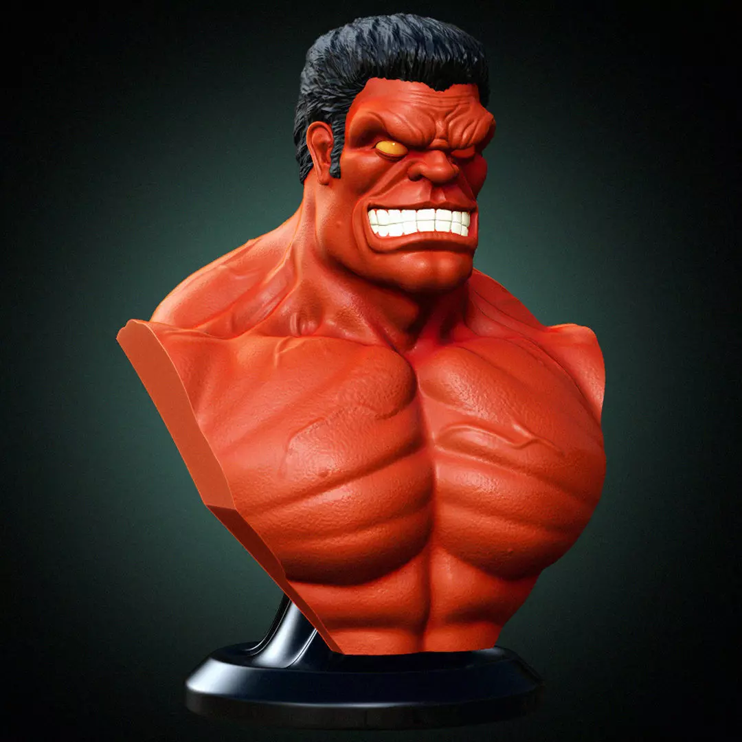 RED HULK BUST STL 3D print model_0