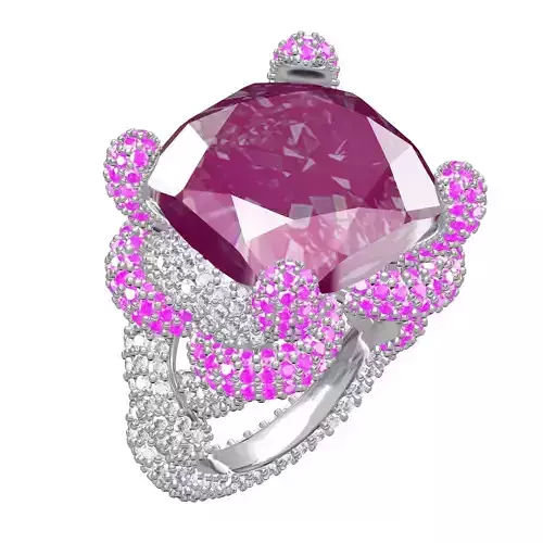 Pink Sapphire Diamond Cocktail Ring