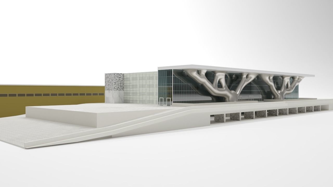 Qatar National Convention Center QNCC Low-poly 3D model_1
