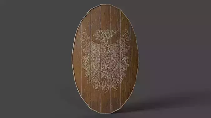 Slavic ellipse shield-painted yellow with pheasant symbol