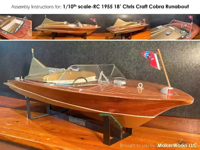 8th Scale 1955 Chris Craft Cobra RC Boat 3D Print files and Inst 3D print model