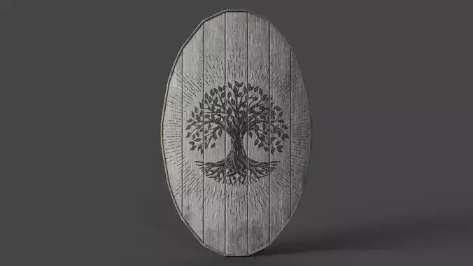 Slavic ellipse shield-painted white with trees symbol