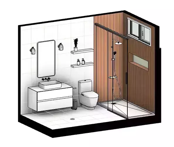 MODERN BATHROOM DESIGN WITH MODERN FURNITURE Low-poly 3D model
