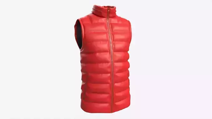 Quilted Gilet for Men Mockup 01 Red