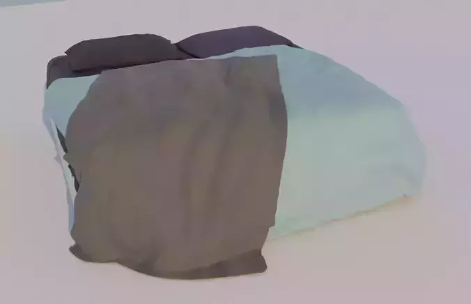 Bed with blankets and pillows