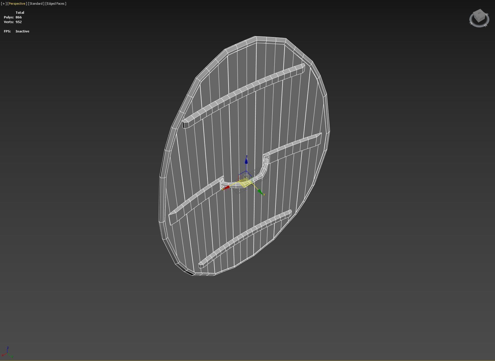 Slavic ellipse shield-painted green with flower symbol Low-poly 3D model_10