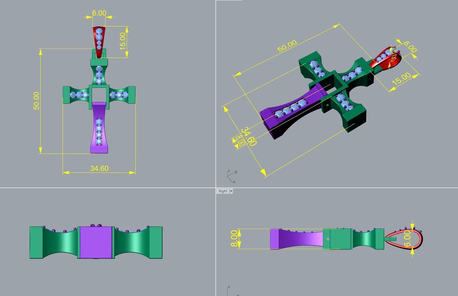 Hanging cross pendent 3D print model_2