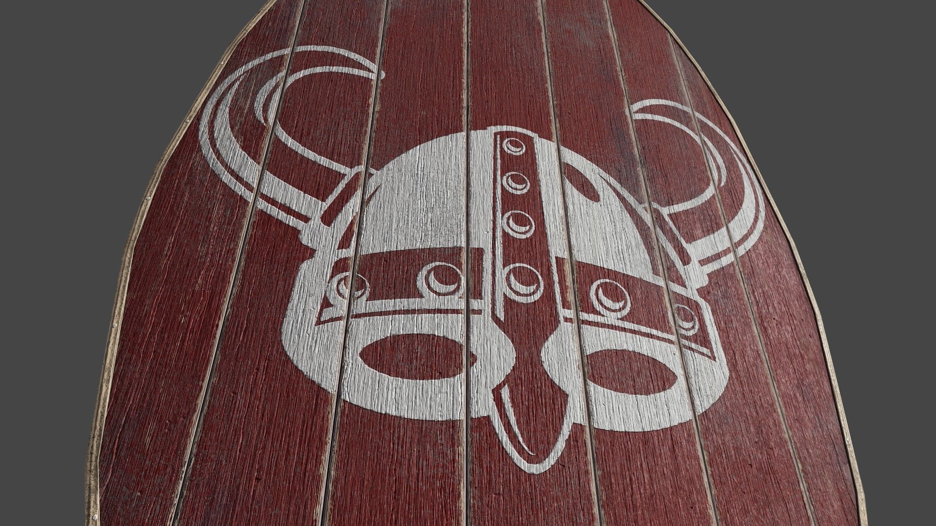 Slavic ellipse shield-painted red with helmet symbol Low-poly 3D model_4